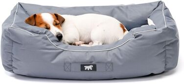 Ортопедичне ліжко для собак великих порід Ferplast: м'яка лежанка-корзина з водонепроникним знімним чохлом, 110 x 70 x 8 см, сірого кольору