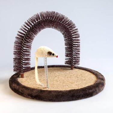 Котячий краш-пост Happi N Pets з масажером, щіткою та іграшкою-мишкою. Ідеально для догляду та розваг котів.