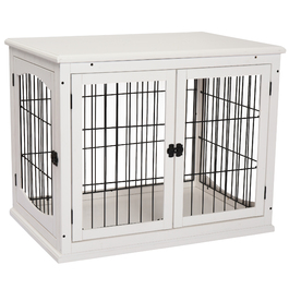 PawHut Dog House Transport Box Маленька клітка для домашніх тварин 81 x 58.5 x 66 см з МДФ та металу білого кольору, ідеально підходить для домашніх тварин