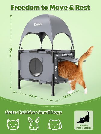 Вольєр для котів Rywell Extra Large, 3 поверхи, 5 вікон, портативний, для вулиці/тераси, 145x110x110 см