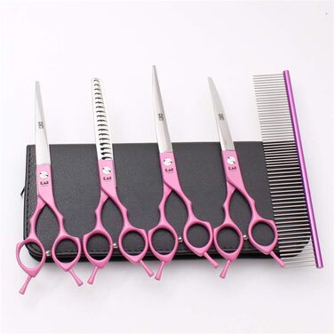 Набір професійних ножиць для грумінгу тварин: ножиці для собак та котів, набір для догляду за шерстю, нержавіюча сталь 440C, 7 дюймів, червоний