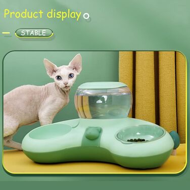 Миска для котів з диспенсером води, миски для котів, піднята годівниця для котів, станція для годування котів, диспенсер для води для котів великої ємності, неслизька миска для котів (зелена)