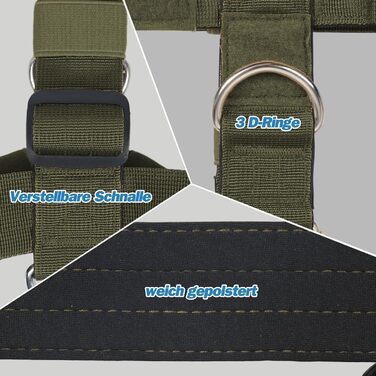 Шлейка для собак FeimaX великих порід, тактична, не тягне, дихаюча, зручна, зелена (L)