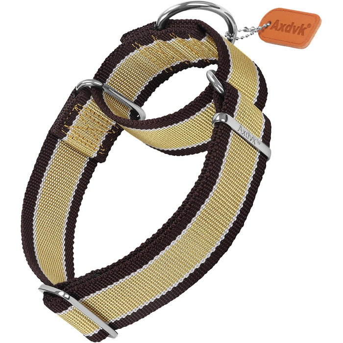 Нашийник для собак Martingale, 4 см, міцний нейлон 1600D, анти-вислизання, 3 кольори, для середніх та великих собак, сіро-блакитний & чорний (Extra Large: 51-79 см, Хакі & темно-коричневий)