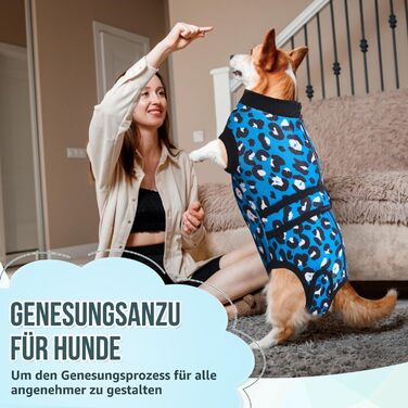 Захисний одяг для собак після операції: комбінезон з блискавкою та липучкою, анти-витік та захист ран, дихаючий, XL, блакитно-зелений