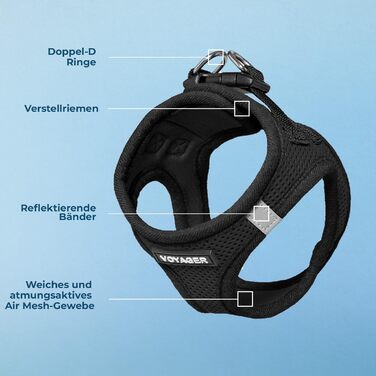 Шлея для собак Voyager Step-In Air, Best Pet Supplies, сіточка, всепогодна, для малих і середніх порід, чорна, розмір S (груди 37-40 см)