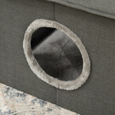 PawHut Cat Cave House у формі з подушкою, яку можна мити, затишна печера для обіймів для котів з двома дверима, 39 x 43.5 x 40.5 см, сірий