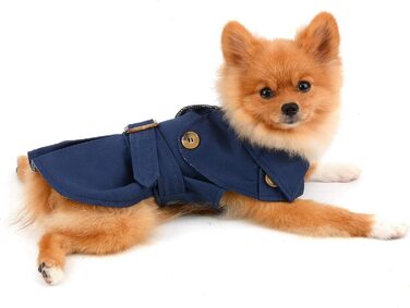 Тренч для собак, дівчаток та хлопчиків, водонепроникний, модний, з поясом, верхній одяг для осені та зими, одяг для цуценят, чихуахуа, йоркширського тер'єра, хакі, розмір XL, блакитний