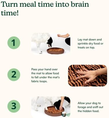 Набір для збагачення Reggie для собак: інтерактивна килимок та іграшковий м'яч проти швидкого поїдання, нудьги та стресу. Підходить для всіх вікових груп. Колір: коричневий килимок, зелений м'яч