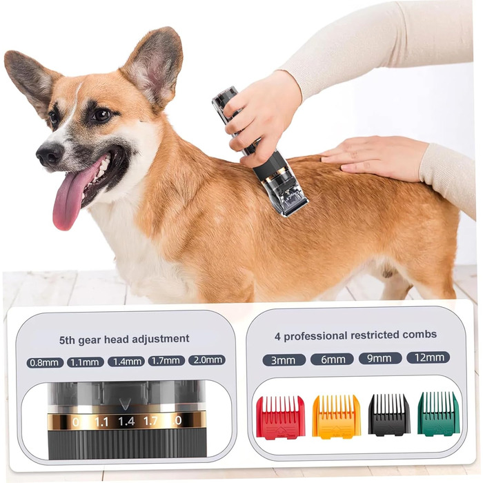 HEMOTON Набір для стрижки тварин: бездротова машинка для собак та котів з LCD-дисплеєм, тиха, миється, акумуляторна