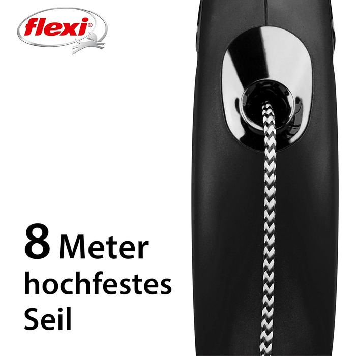 Flexi Classic L рулетка для собак до 50 кг (чорна, M: 8м (<20кг))