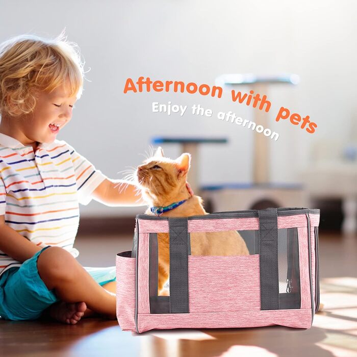 Транспортна сумка для собак PETCUTE, рожева, з регульованим ременем, дихаюча, для котів та собак (M)
