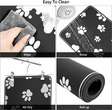 Килимок для годування собак та котів QWORK® 30x50 см, водопоглинаючий, сірий