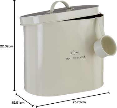 Металева ємність для корму для тварин Premier Housewares з ложкою, 6,5 л, кремова, оцинкована сталь
