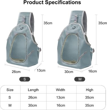 PETCUTE Сумка-переноска для собак та котів, складана, сіро-блакитна (S)