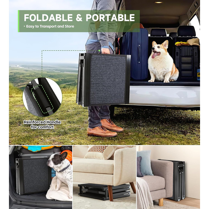 Рампа для собак, 170 см, складана, з антиковзким покриттям, для собак середніх та великих порід (до 113.4 кг), легка та портативна, 160x44 см