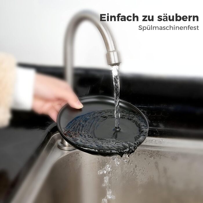 Керамічні годівниці для котів, 3 шт. з антиковзними килимками, широкі та плоскі миски для котів та кошенят, білий (чорний)