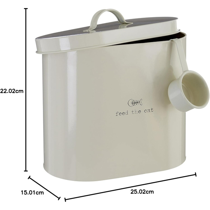 Металева ємність для корму для тварин Premier Housewares з ложкою, 6,5 л, кремова, оцинкована сталь