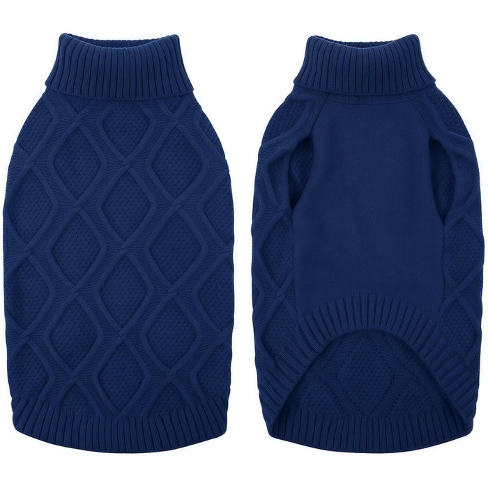 Світер для собак Konvinit, великі породи, зимовий, теплий, блакитний. XS-2XL, для Чихуахуа до Лабрадора, також для Такс. Об'єм грудей L: 53 см