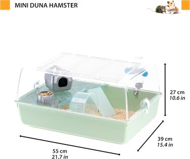 Клітка для хом'яків Ferplast MINI Duna (біла) - двоповерхова, з вентиляцією та прозорим дахом, 55x39x27 см