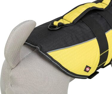 Жилет рятувальний для собак TRIXIE, XS (28 см, до 12 кг), неоново-жовтий. Швидковисихаючий, з ручкою для безпеки у воді. Модель SUB-30125 чорний/жовтий