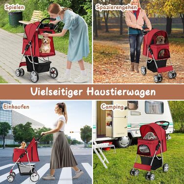 Візок для тварин GYMAX: складаний, до 15 кг, з кошиком, захистом від дощу та сіткою, для собак та котів