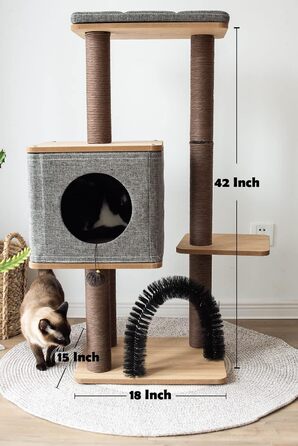 Дряпак для котів PetPals, трирівневий, з масажером, з ДСП, сірий