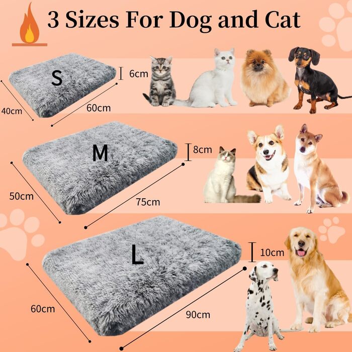 Самогріюча килимок для котів та собак Little Bean, 60x45x6 см, S, не потребує електромережі, теплий зимовий килимок для тварин, антиковзаюча поверхня