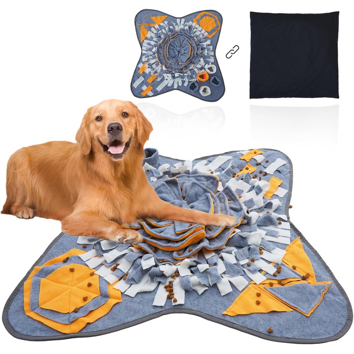 Килимок для собак Snuffle mat HDOELGP – інтерактивна іграшка для пошуку їжі, 70x70 см, сірий