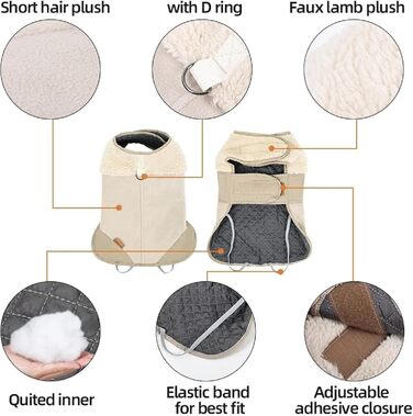 Тепла зимова куртка для собак, тепла флісова жилетка для тварин, коричнева, розмір M