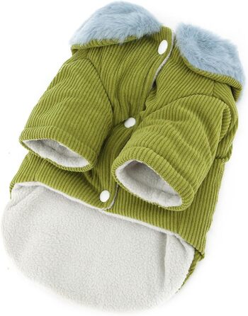 Теплий куртка для собак на осінь/зиму Ranphy з флісовою підкладкою та D-порогом, для чихуахуа та інших маленьких порід (зелений, M)