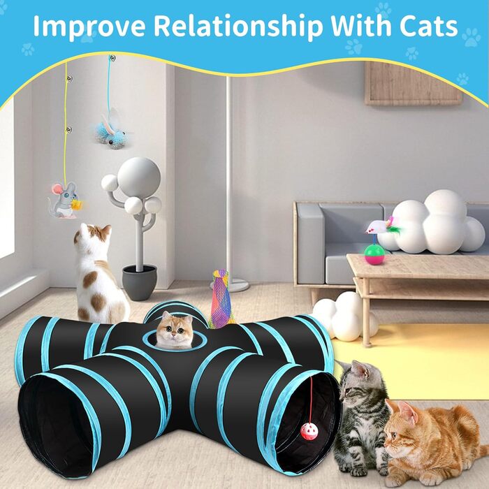 Набір іграшок для котів YUTUY: тунель, мишки, рибки, пір'яні іграшки