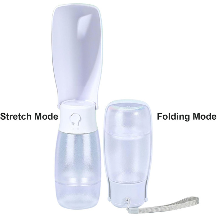 Складана пляшка для води для собак та інших тварин 340 мл з контейнером для корму, 2-в-1, білий/опільний сад