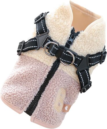 Зимовий теплий одяг для собак: куртка з флісовою підкладкою, з отвором для шлейки, для холодних прогулянок. Підходить для маленьких та середніх собак, кольори: зелено-білий, рожево-білий