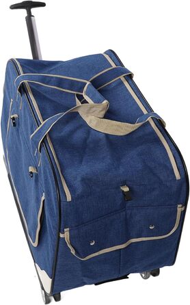 Транспортна переноска для собак, складана, велика, з колесами та телескопічною ручкою, для котів та собак до 17,5 кг (BLUE)