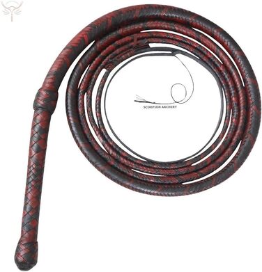 Кнут бичуг шкіряний Bullwhip 90 см (до 3м), 8 кісок, чорно-червоний, з внутрішнім сердечником, подарунок для чоловіка