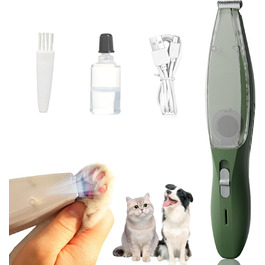 Професійний триммер для собак з пилососом та LED-підсвічуванням, для догляду за лапами, вухами, обличчям (зелений)