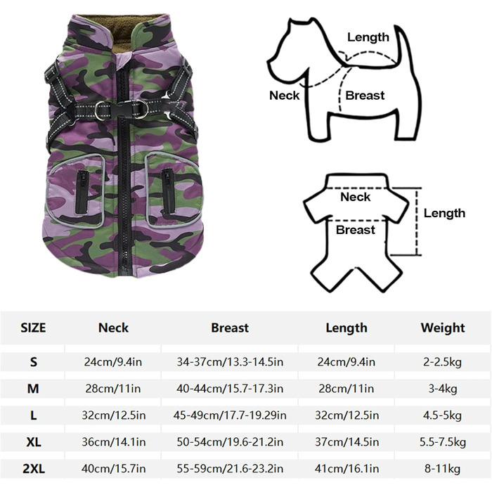 Зимова куртка для собак – 28 x 25 x 3 см, світловідбиваючий зимовий одяг для собак | Жилет з інтегрованим шлейкою, одяг для домашніх тварин зі світловідбиваючими смугами для малих, середніх та великих (M)