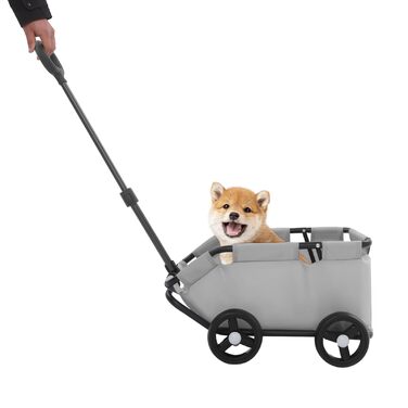 Візок для собак та котів Mini Hundewagen, сірий, до 10 кг, розкладний, з висувним ручками
