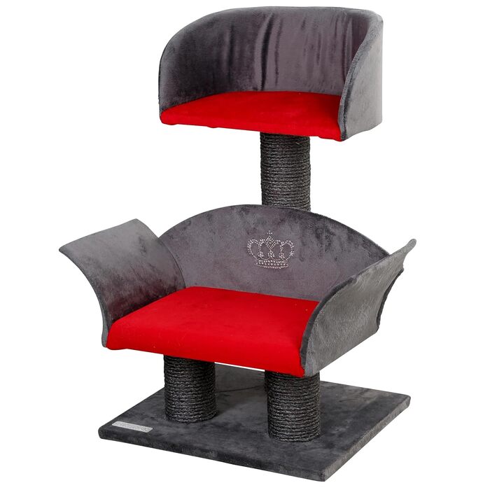 Дряпка для котів Kerbl Lounge Deluxe, 70 см, сірий/червоний, для малих і середніх котів, з натуральним сизалем
