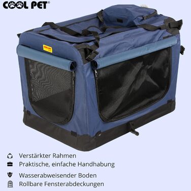 Переносна складана переноска для собак 91x64x64 см, блакитна