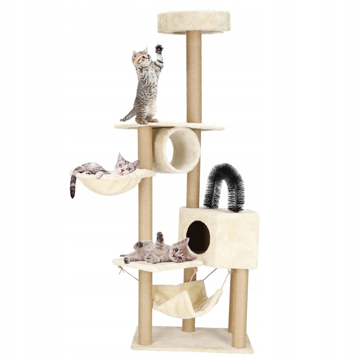 Високий ігровий комплекс для котів Springos 101: дряпачка, лежанка та стовпчик (160 см)
