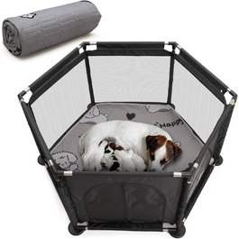 Кінь-вольєр для цуценят шестигранний, 122x65 см, чорний. Ідеально для великих та маленьких порід. Аксесуари для цуценят.