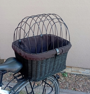 Великий плетений кошик для велосипеда, чорний, розмір XL