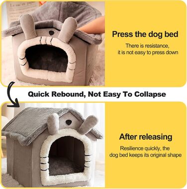 Кіжачий домик Galatée: тепле та затишне ліжко-іглу для котів, з антиковзким дном (M, сірий котик)