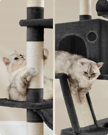 Високий ігровий комплекс для котів Feandrea by Songimcs: дряпальний стовп, лежанка та вежа (161 - 220 см)