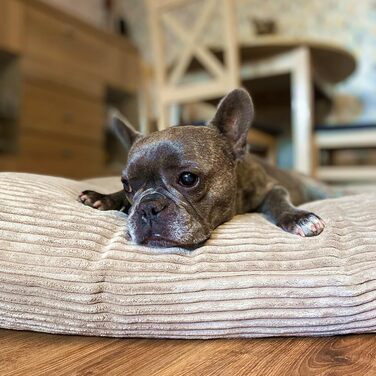 М'яке та затишне ліжко для собак 4L Textil ZOE, великого розміру, 100x80 см, бежеве (смужки), знімний чохол на блискавці, можна прати