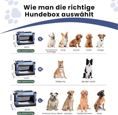 Складана переноска для собак Gardner Pet Hundebox, 66x48x48 см, з ручками та ковдрою для котів та собак до 15 кг, блакитна