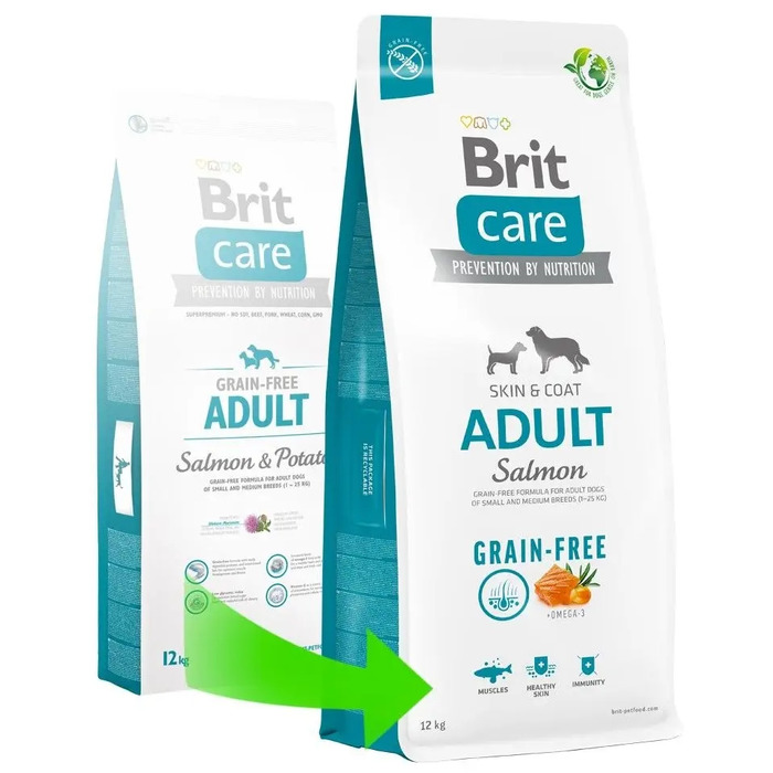 Беззерновий корм для дорослих собак Brit Care Grain-Free Adult Salmon з лососем, 12 кг