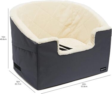 Підвищений автокрісло для тварин Amazon Basics, великий, сірий, 45.7 x 55.8 x 40.6 см